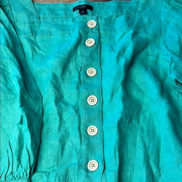 J Crew square neck Green Button-Up Blouse - Picture 2 of 3